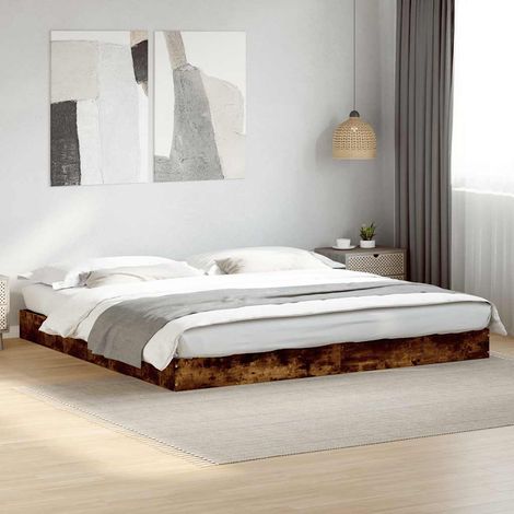vidaXL Giroletto senza Materasso Rovere Fumo 180x200 cm in Truciolato (1/5)
