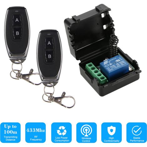 Interruptor remoto inalámbrico de 1 canal, 433 MHz, 12 V CC, con transmisor RF, 2 unidades (1/5)