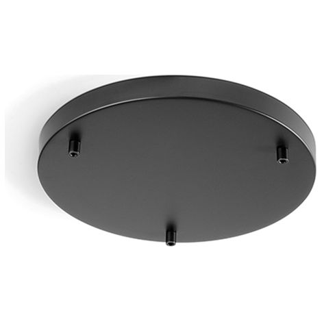 Rosone Multicavo 3 Fori In Metallo Nero Opaco D35Cm