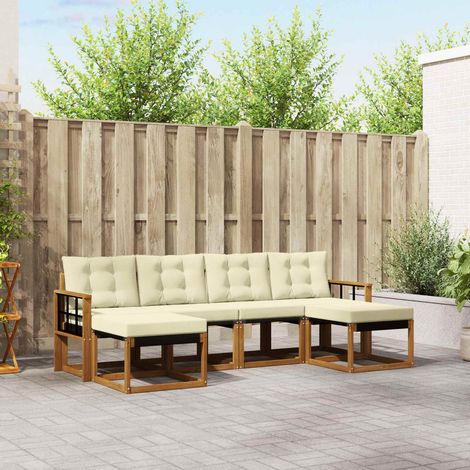 vidaXL Outdoor-Sofagarnitur mit Kissen 6 pcs Natur und Creme (1/5)