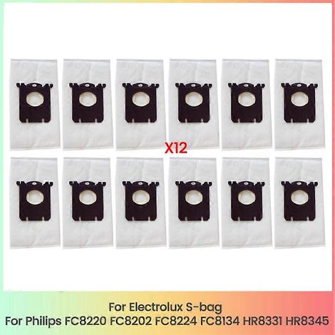 Lot de 12 sacs à poussière Electrolux compatibles avec les aspirateurs Philips FC8220, FC8202, FC8224, FC8134, HR8331 et HR8345. (1/5)
