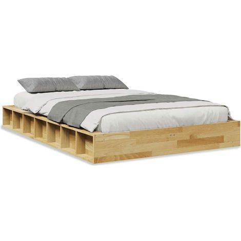 Lit double  Lit adulte  Cadre de lit sans matelas 120x200 cm bois massif de chêne