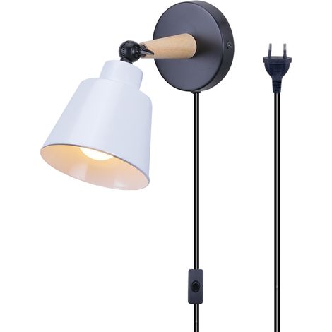 Modern Wall Light Minimalist Retro Wall Sconce White Nordic Indoor Wall Lamp For Hallway Bedroom Office Corridor E27 (With Euro Plug)