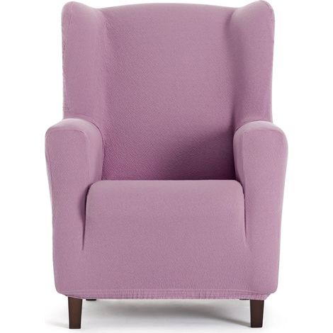 Housse de fauteuil bi-élastique pour bergère couleur rose design (1/5)