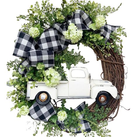 Guirlande De Porte - Guirlande Automnale En Forme De Camion À Citrouille - Pour Extérieur Et Intérieur - 35 X 35 Cm - 1 Pièce (1/5)