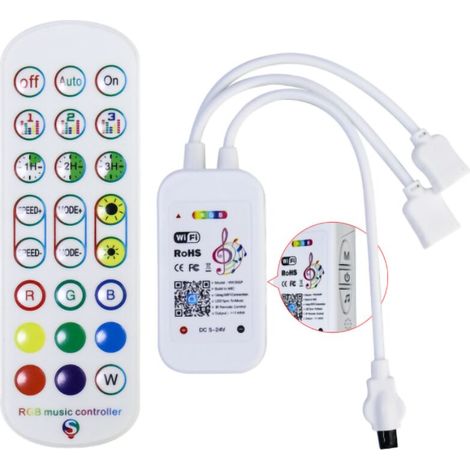 24 Keys IR Remote Control and White IR Blutooth Controller For RGB LED Strip 5050 SMD Ribbon Light (1/5)