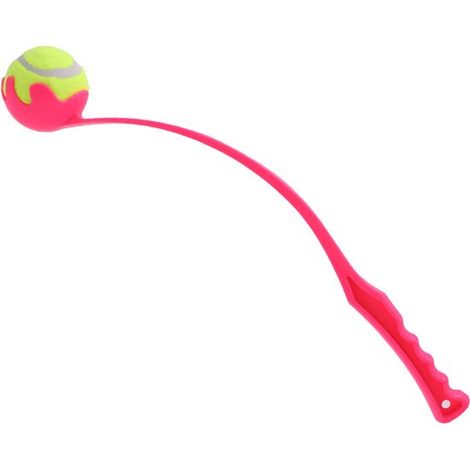 Lanzador de pelotas, Lanzador de pelotas para perros, Palo de lanzamiento de 48 cm, Lanzador de pelotas de tenis, Rosa oscuro (1/5)