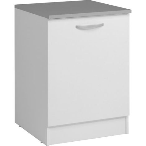 Miroytengo – Casserolier de cuisine 1 porte bas de rangement – Finition blanche mate – Hauteur 86 cm – Largeur 60 cm – Mélamine haute qualité