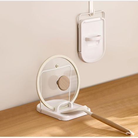 Support pliable pour couvercles de casseroles, organisateur de couvercles, support de cuisine pour couvercles de casseroles de 16 à 34 cm de diamètre, repose-cuillères pour louches (1/5)