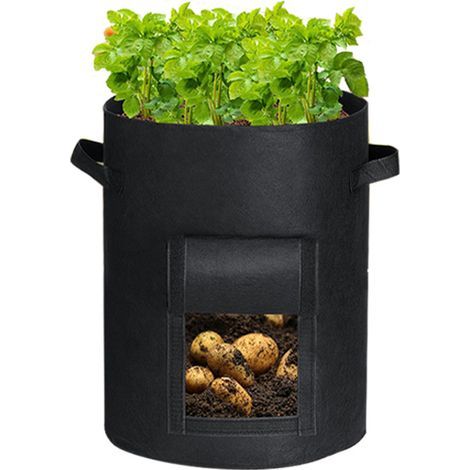 Confezione da 1 sacco per la coltivazione di patate da 5 galloni con patta, sacchi rinforzati per la coltivazione di patate, pomodori e verdure (nero) (1/5)