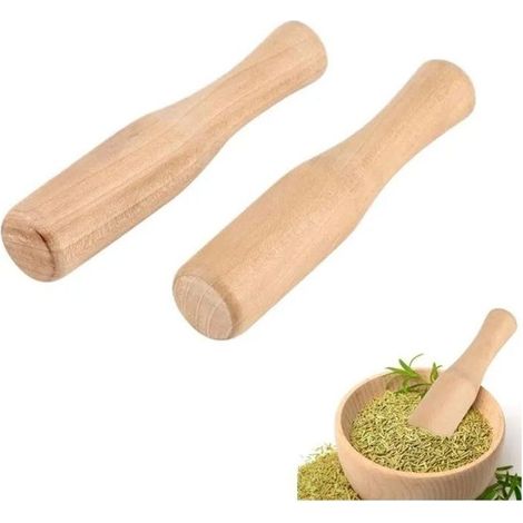 HOXILEELEOLot 2 bacchette di legno da cucina, schiacciare gli spicchi d'aglio e le erbe aromatiche, il modello da 14 cm, purè di patate e salse (1/5)