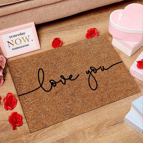 Tapis D'Entrée - Motif Saint-Valentin - Polyester - Non Glissant - 60 x 90 cm - Intérieur Extérieur (1/3)