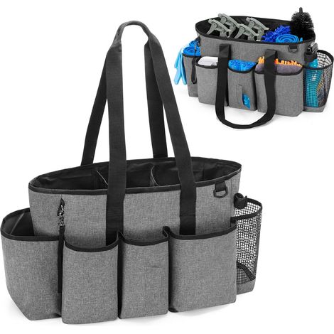 Professional cleaning tool bag for cleaning supplies,  cleaning bag with divider and handle,  receiver tool bag,  gray (1/5)