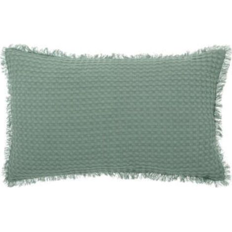 Coussin Nid d'Abeille "Widdy" 30x50cm Vert Céladon (1/3)