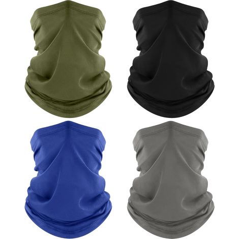 4 Pièces Cache-Cou, Tour de Cou Respirant Anti-UV Séchage Rapide, Bandana Multifonction pour Moto, Cyclisme, Homme et Femme (1/5)