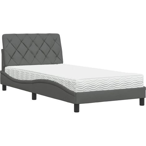 Maison Exclusive - Bett mit Matratze Dunkelgrau 100x200 cm Stoff