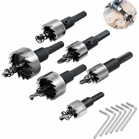 Perceuse 16 HSS Carbure Fraise Foret Ensemble pour Scie Couper Des Trous D'ouverture Le Travail Métaux 6pcs 32mm (1/4)