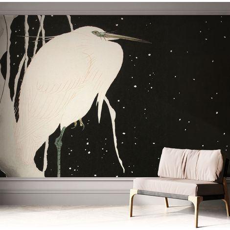 Papier peint autocollant décoratif à motifs pour salon chambre et bureau Tapete adhésif pour décoration Oiseau d'hiver 312x219 cm (1/5)