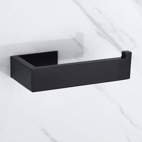 Porte-papier hygiénique sans perçage en acier inoxydable 304 noir porte-papier hygiénique auto-adhésif pour salle de bain (noir. (1/5)