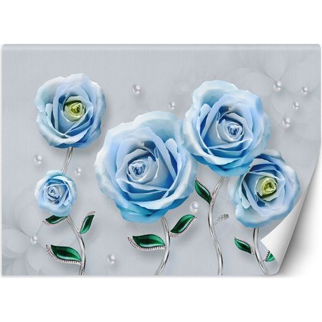 Carta Da Parati, Fiori di rose blu 3D - 150x105 (1/5)