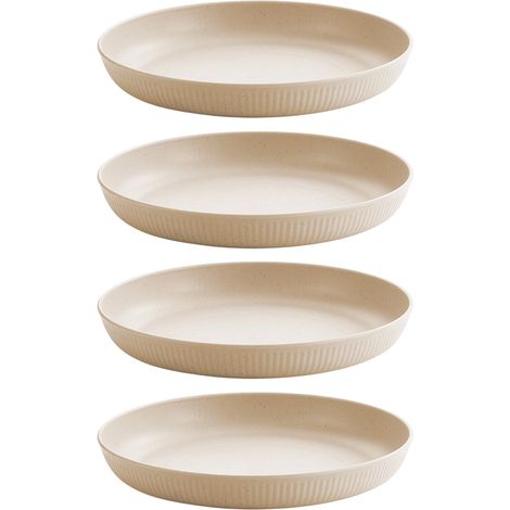 Assiette En Paille De Blé - Matériau PP Biodégradable - Pour Fruits Et Apéritifs - Usage Domestique Et Htelier - Diamètre 25 Cm (1/5)