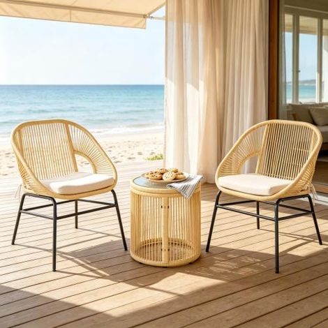 Ensemble de salon de jardin moderne, ensemble de sièges compact, ensemble de mobilier de jardin design (comprenant uniquement 2 chaises et 1 table). Livraison sur place. (1/5)