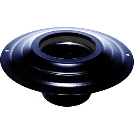 Roseta con tronchetto DN 100 mm diámetro exterior 230 mm. en acero inoxidable pintado de negro para estufa de pellets o leña tubo negro CE Hecho en Italia