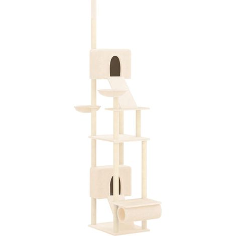 vidaXL Árbol rascador para gatos de suelo a techo crema 277-303 cm (1/2)
