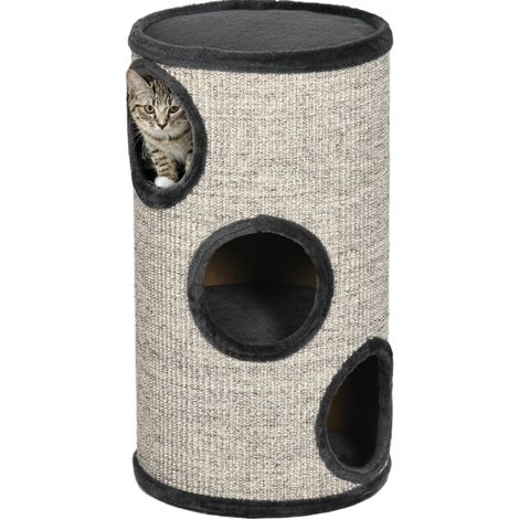 CHICFURN Torre tiragraffi per gatti 38 x 38 x 70 cm in sisal grigio chiaro, 3 livelli (1/5)