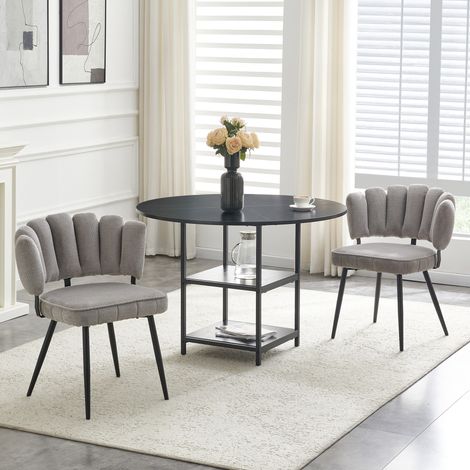 Mesa de comedor redonda de 107 cm en MDF y metal negro, ahorra espacio, para 2 personas FloraGrace (1/5)