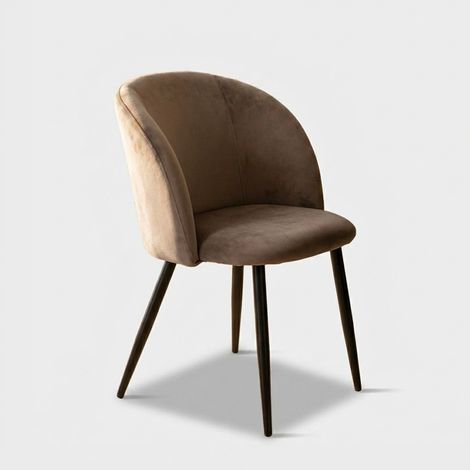 Sillón moderno de terciopelo sin reposabrazos Yasmina - Gris paloma (1/5)