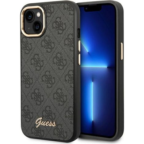 Funda rígida Guess GUHCP14MHG4SHK para iPhone 14 Plus/15 Plus de 6,7 pulgadas, color negro/negro, 4G, con logo dorado vintage. (1/5)