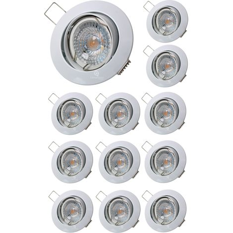 Lot de 12 Spot led ronde blanc orientable 38° blanc chaud (1/4)