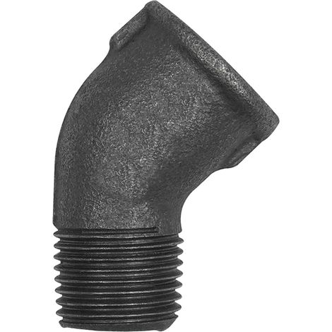 Riegler Winkel 121, 45°, Rp 1 i., R 1 a., Temperguss schwarz (1/2)