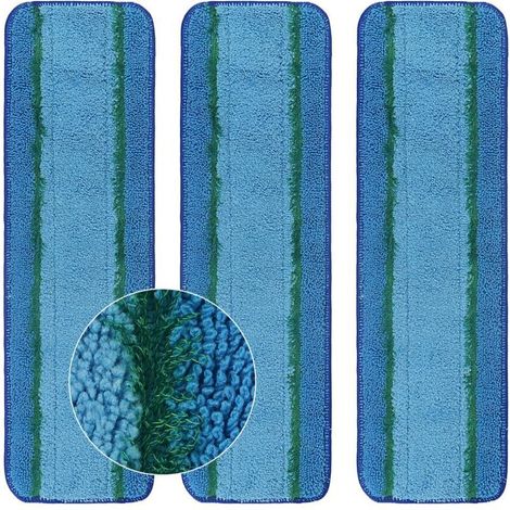 Lot de 3 lingettes de nettoyage en profondeur pour la gamme de balais Bona, têtes de nettoyage en microfibre lavables et réutilisables pour parquets et sols mixtes, balai à franges pour usage humide/s (1/4)