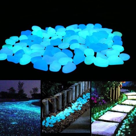 50 Galets phosphorescents, Bleu, 2-3 cm, Résine, Aquarium Jardin Chemin (1/5)