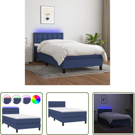 vidaXL LED-Leiste - Boxspringbett mit Matratze & LED Blau 80x200 cm Stoff (1/5)