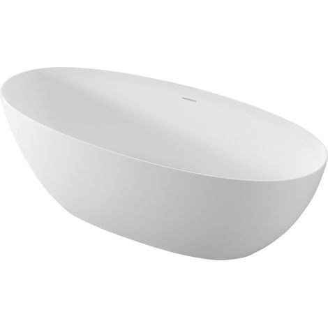 NOYA Baignoire îlot 170x76x56cm, solid surface, blanc mat (1/4)