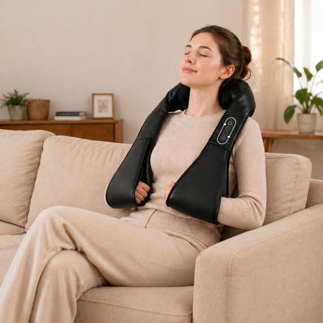 Appareil de massage pour la nuque et les épaules avec fonction chauffante, noir, design moderne (1/5)