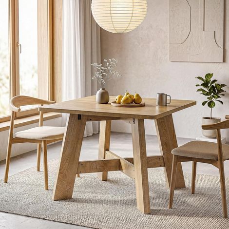 Tribesigns Table à Manger 100x100 cm, Table de Cuisine Carrée pour 4-6 Personnes avec Socle, Style Ferme pour Salle à Manger, Cuisine, Salon, Petits Espaces, Brun Rustique (1/5)