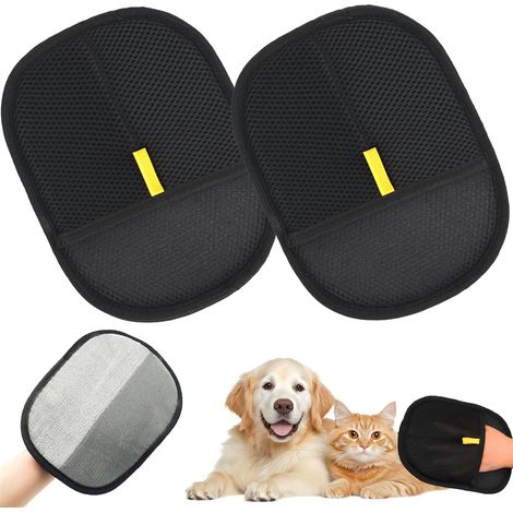 2-teiliger Katzenhaar-Handschuh, Tierhaar-Entfernungshandschuh, doppelseitige Tierhaarbürste, wiederverwendbarer Katzenhaar-Handschuh zum Waschen, Entwirren und Pflegen (1/5)