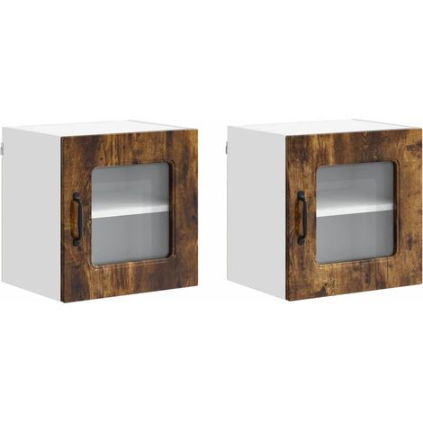 Lote de 2 armarios de pared de cocina modernos 40 x 31 x 40 cm gran espacio de almacenamiento estilo elegante de madera contrachapada roble ahumado 020053524 (1/5)