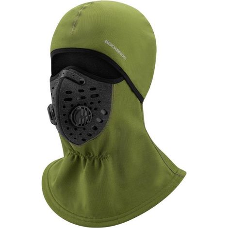 Cagoule avec filtre au cou, chaude, coupe-vent et respirante, idéale pour la moto et le vélo, 112 g, vert armée