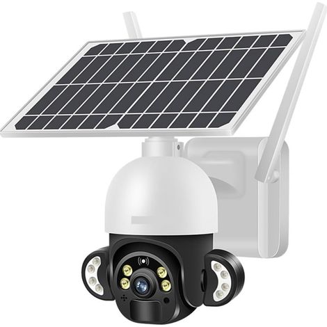 Caméra de sécurité à Domicile Caméra de sécurité Solaire 4MP 4G, 2K, sans Fil, détection Humaine, vidéosurveillance, for l'extérieur, Batterie Longue durée de Veille(4MP 4G Add 128G) (1/5)