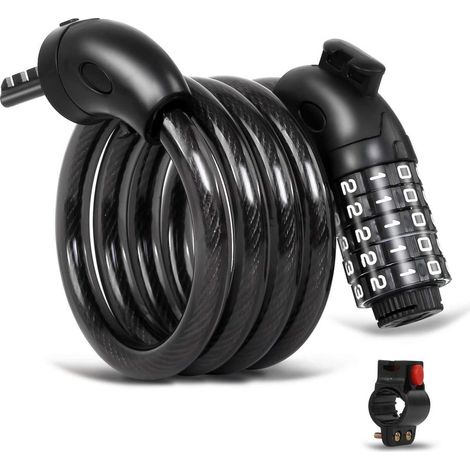 Antivol Vélo 120cm x 11mm avec Code à 5 Chiffres, Câble Renforcé pour Vélo, Scooter, Moto et Portail (1/5)