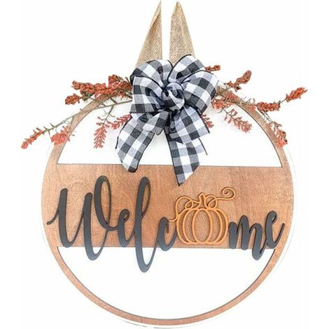 - Panneau de Bienvenue en Bois Rond en Bois pour Porte d'entrée Rustique à Suspendre Ornement de Jardin, décoration de Ferme, Ornements de Jardin en Plein air, décoration Murale, décoration de