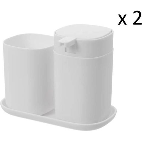 Ensemble d'accessoires de salle de bain - JUANIO - Pack 2x3 - Plastique PS - Blanc - Pompe haute qualité (1/3)