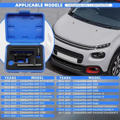 Kit Calage Distribution PSA 1.2 Puretech, Outil Professionnel avec Pige de Calage, Contrôle Courroie Compatibilité avec Peugeot Opel 1.2L Turbo Pour Berlingo, C1, C3 Aircross, C4 Cactus, C5 Aircross (1/5)