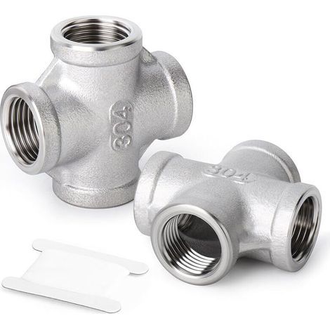2 Pcs Coupleur en acier inoxydable 304 3/4" femelle à 4 voies, raccords de tuyauterie femelles (1/5)