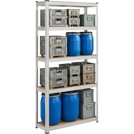 Rayonnages 5 niveaux 180 x 90 x 40 cm – Capacité 875 kg – Cadre acier renforcé – Panneaux MDF (1/5)